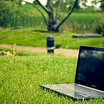 laptop on grass